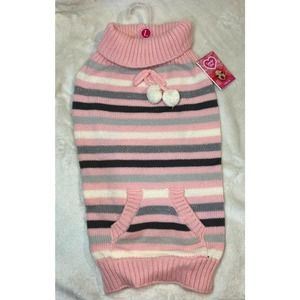Pink Stripe POM Sweater Dog Smoochie Pooch New Pet Petco Large